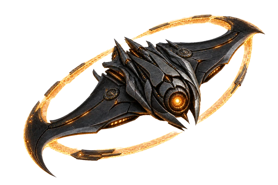 The enormous shielded Eclipse Ark, an ominous airborne machine.
