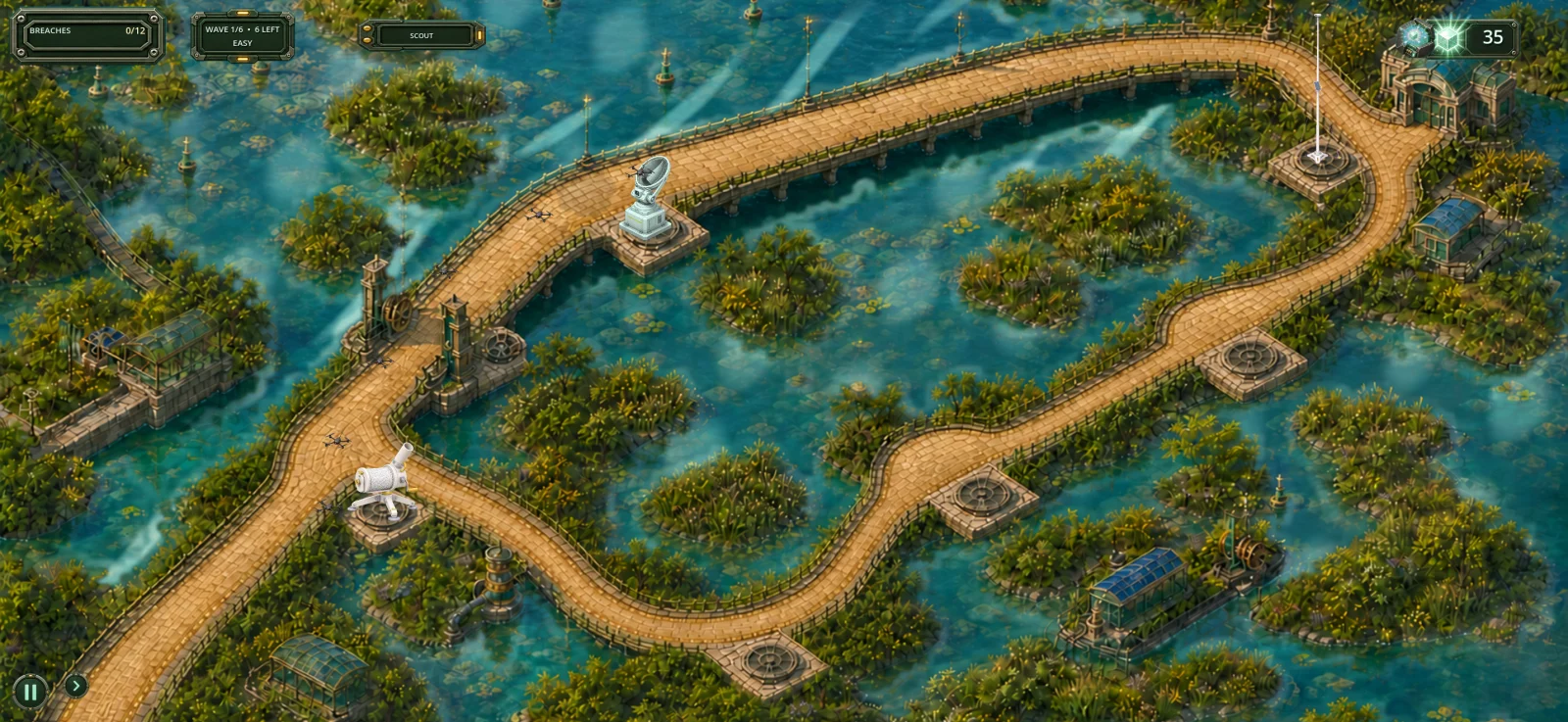Tidal Works bridges winding through blue waterways.